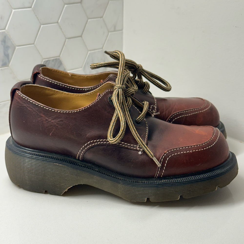 Dr. Martens Burgundy Platform Lace-Up Shoes